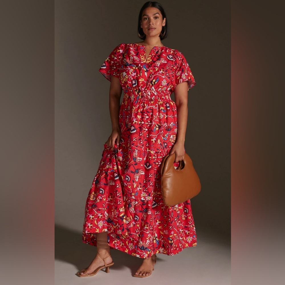 Anthropologie Somerset A-Line Tiers Smocked Waist Maxi Dress Size XS Petite